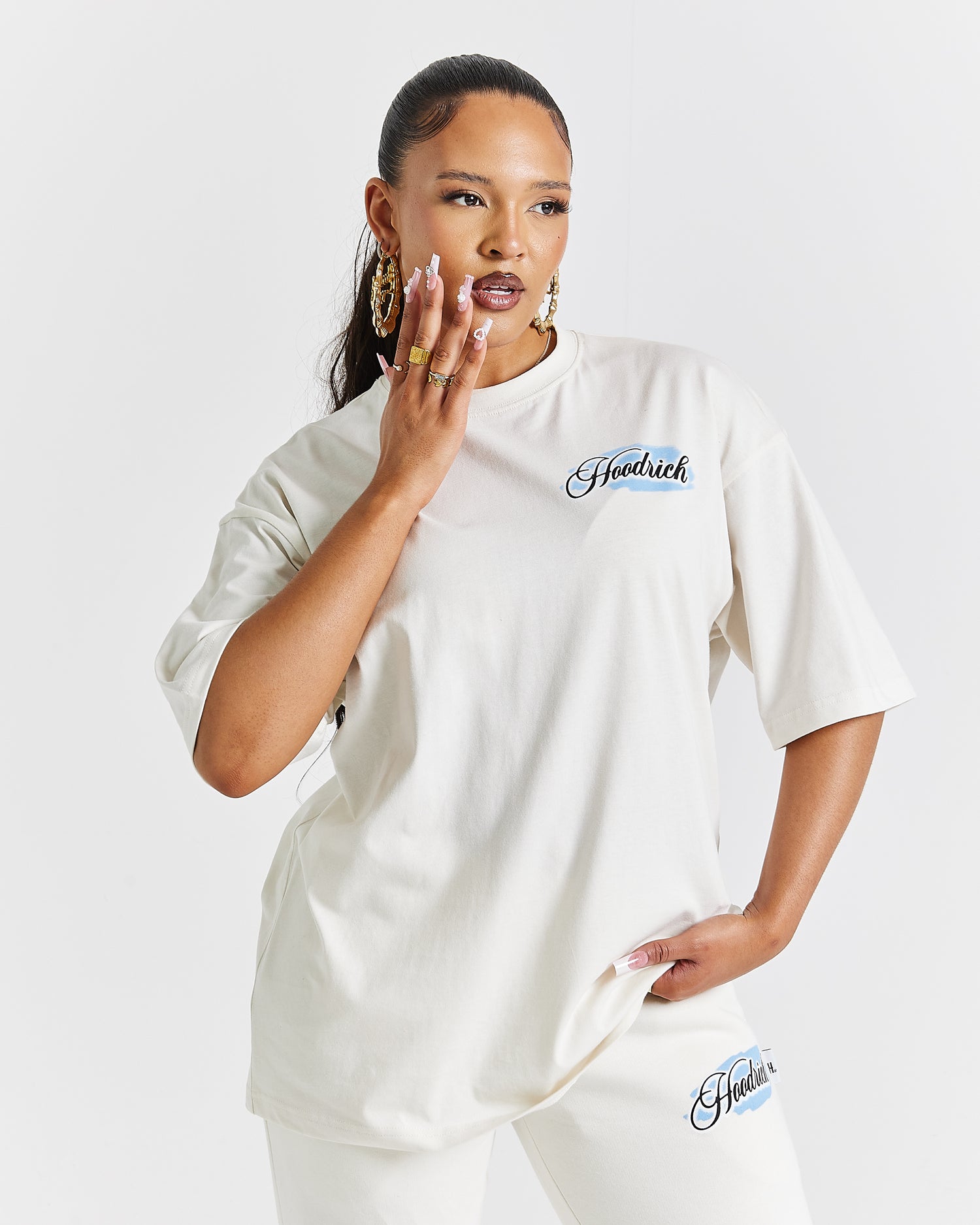 Grillz Oversized T-Shirt - White/Red/Blue