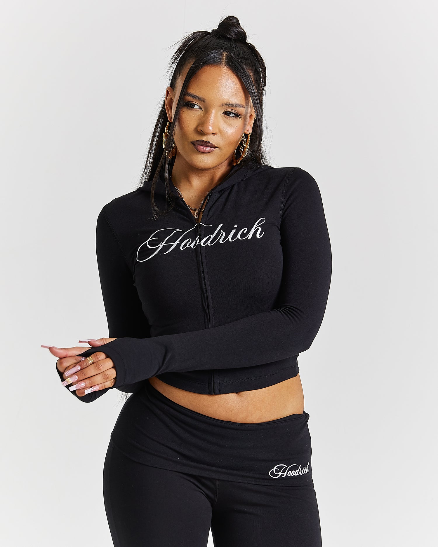 Poise Zip Hoodie - Black/White