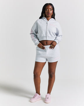 Totem Mini Sweatshorts - Light Grey/Pink/Rhinestone