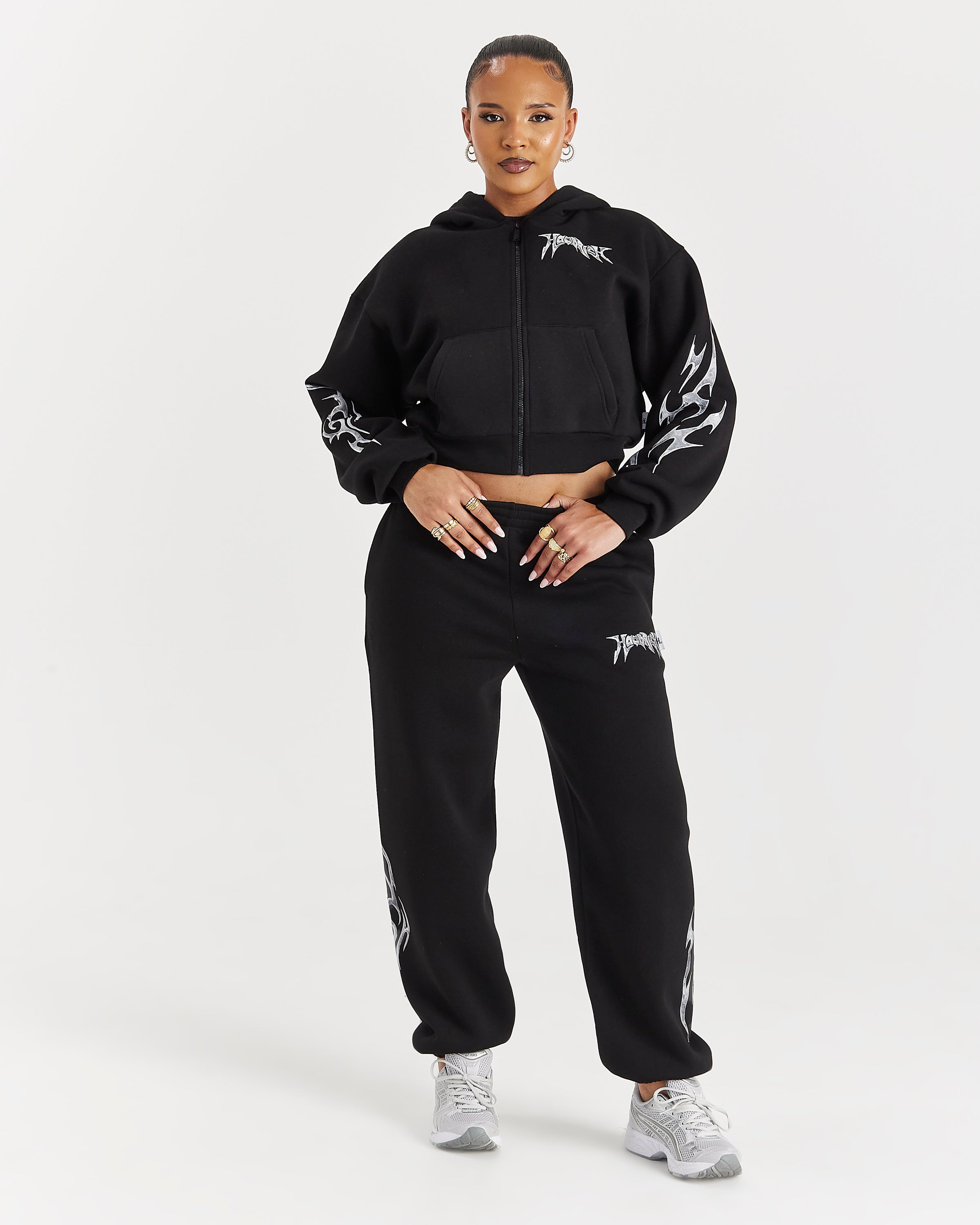 Felpa con cappuccio e zip Spark Boxy - Nero/Argento