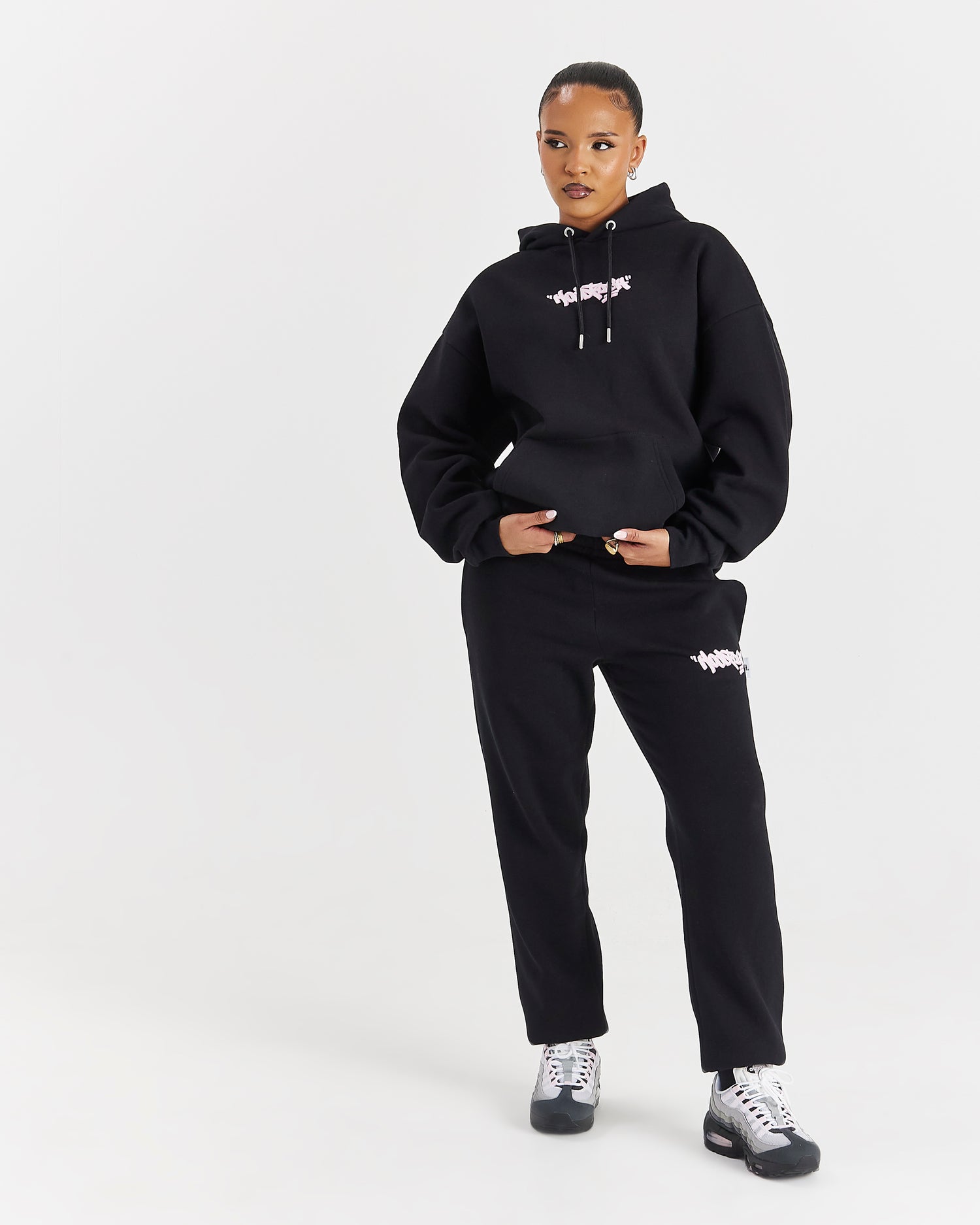 Fray Joggers - Black/Pink
