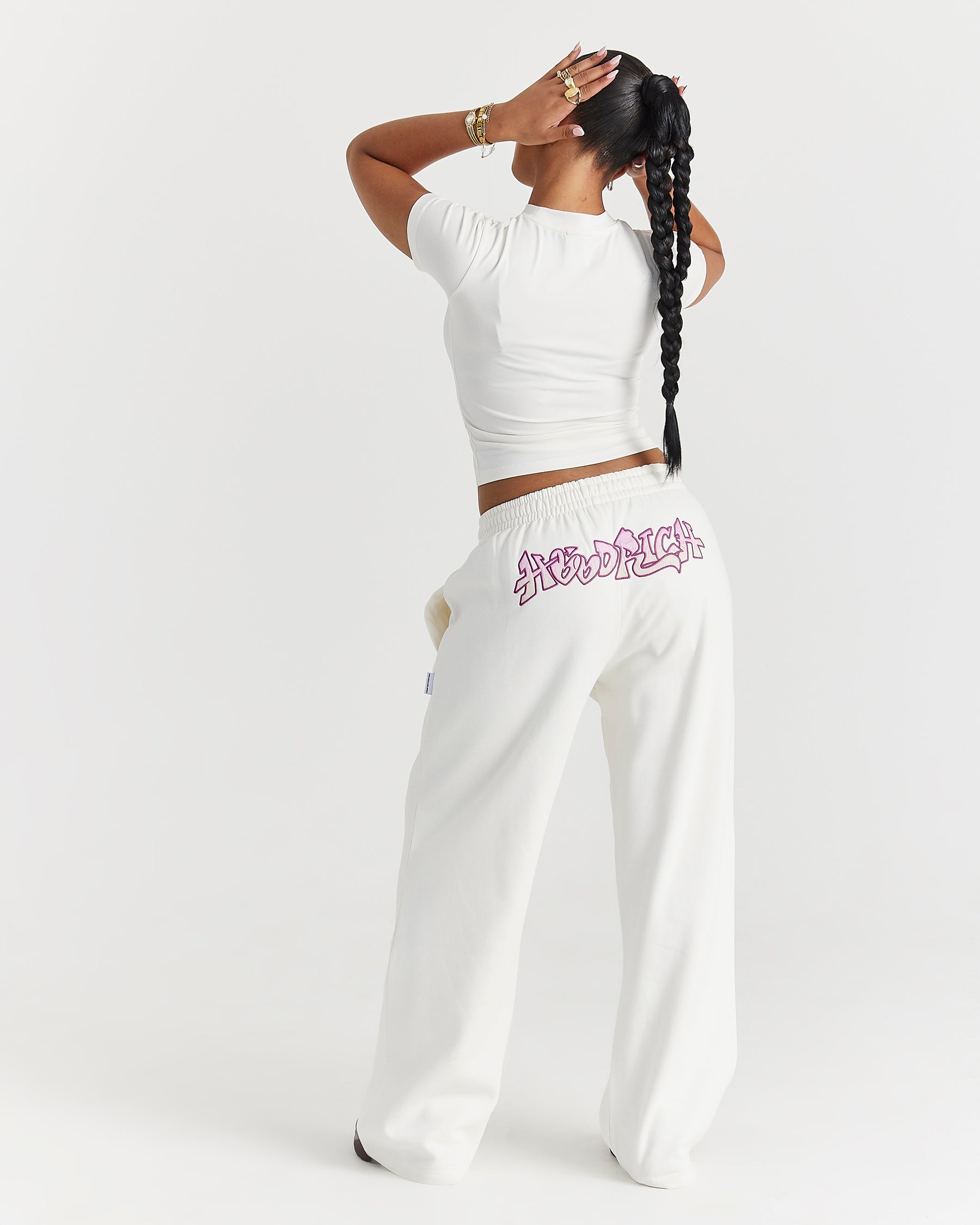 Lucky Fitted Tee - Cream/Pink