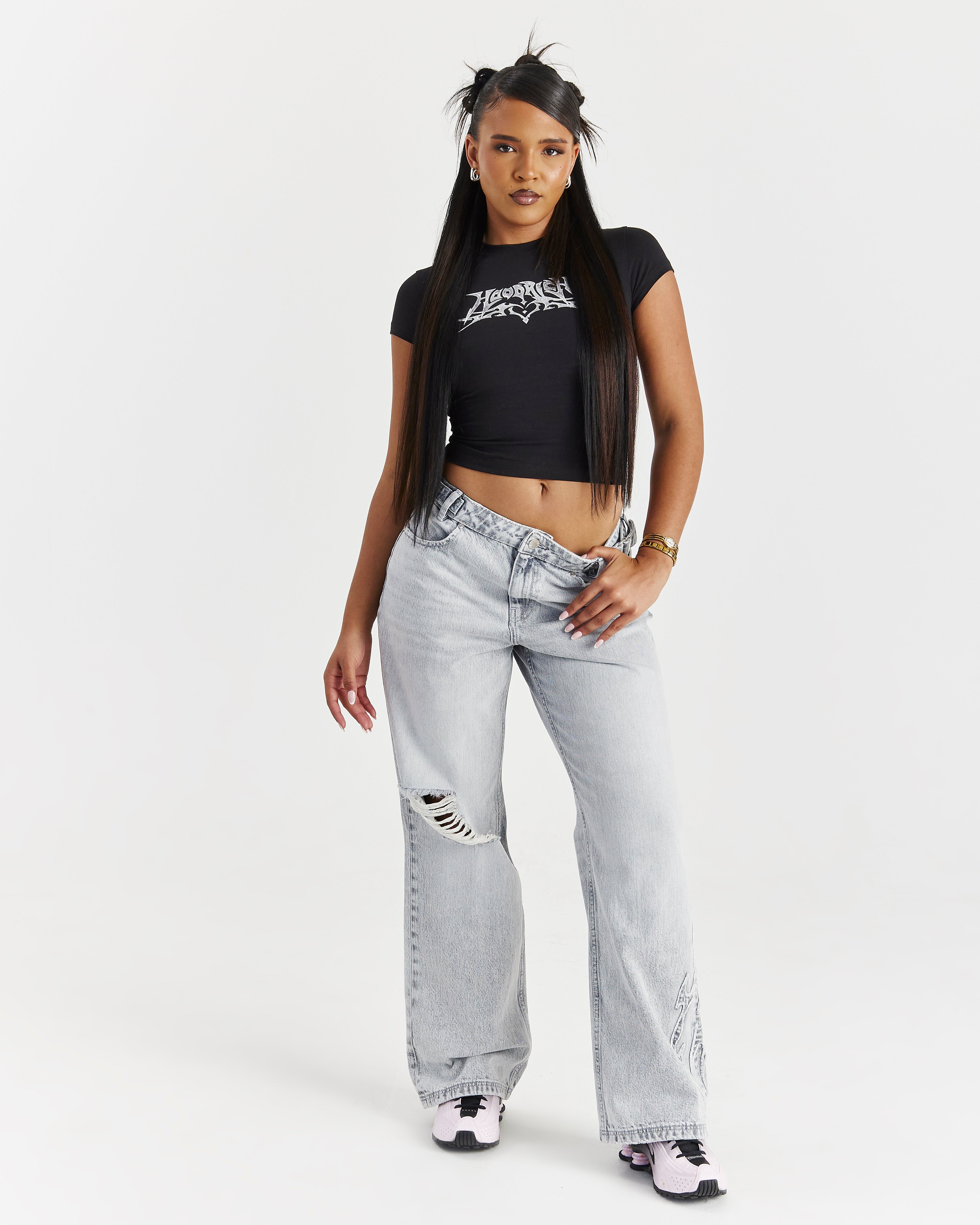 Jeans a gamba larga Spark - Lavaggio grigio chiaro