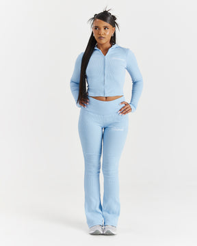 Selene Fitted Zip Hoodie - Blue/White