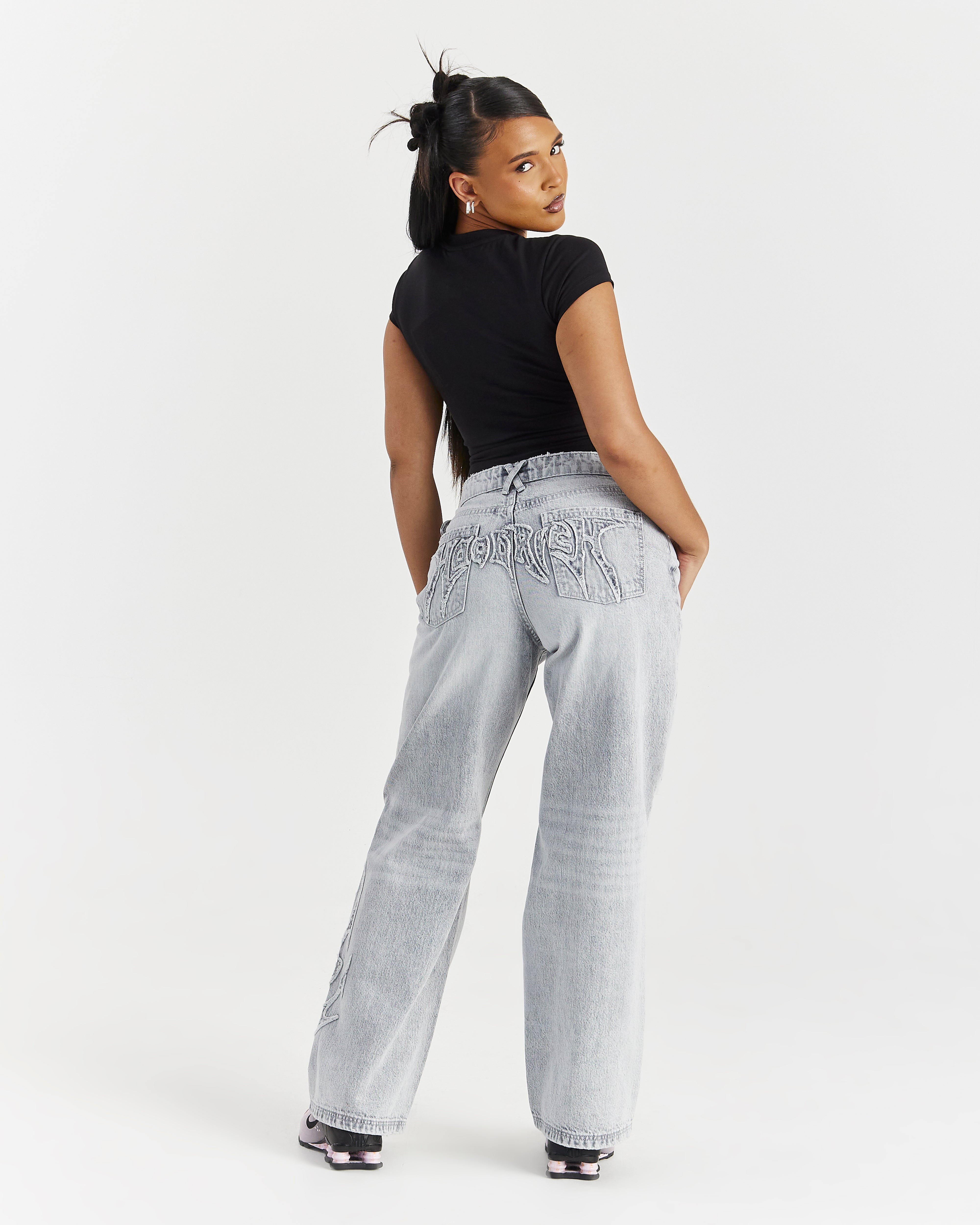 Jeans a gamba larga Spark - Lavaggio grigio chiaro