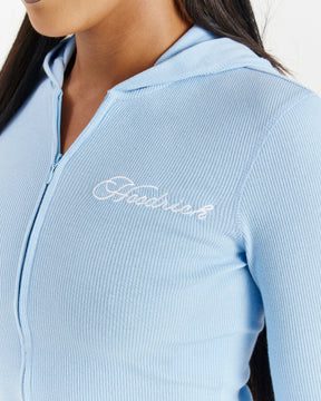 Selene Fitted Zip Hoodie - Blue/White
