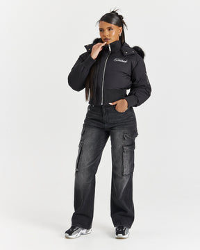 Forsyth Puffer Jacket - Black/Fur