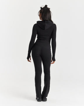 Selene Fitted Zip Hoodie - Black/White