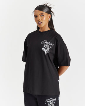 Lyra Oversized T-Shirt - Black/Rhinestone/Pink