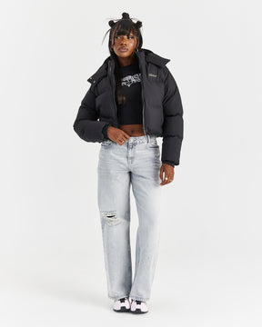 Script Hugo Cropped Puffer - Black/Silver