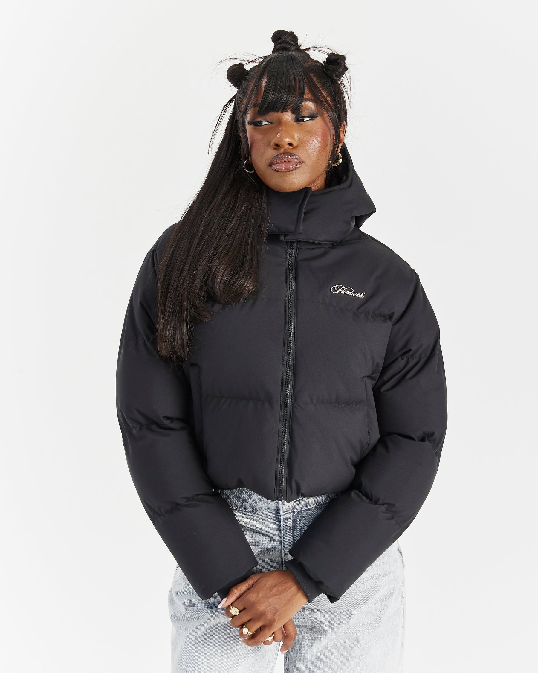 Script Hugo Cropped Puffer - Black/Silver