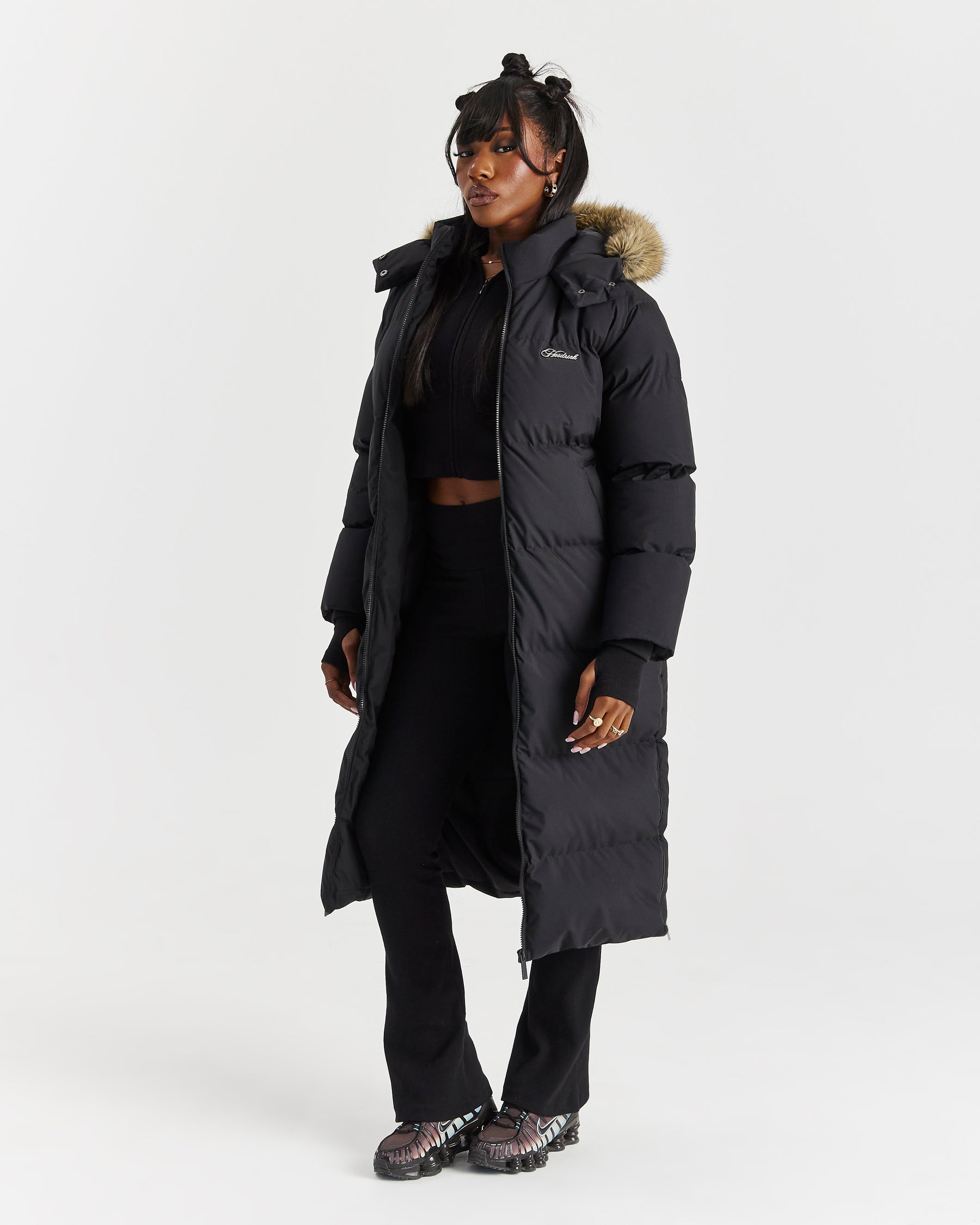 Script Hugo Longline Puffer - Black/Silver/Fur