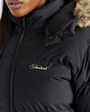 Script Hugo Longline Puffer - Black/Silver/Fur