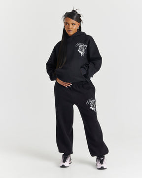 Lyra Oversized Hoodie - Black/Rhinestone/Pink