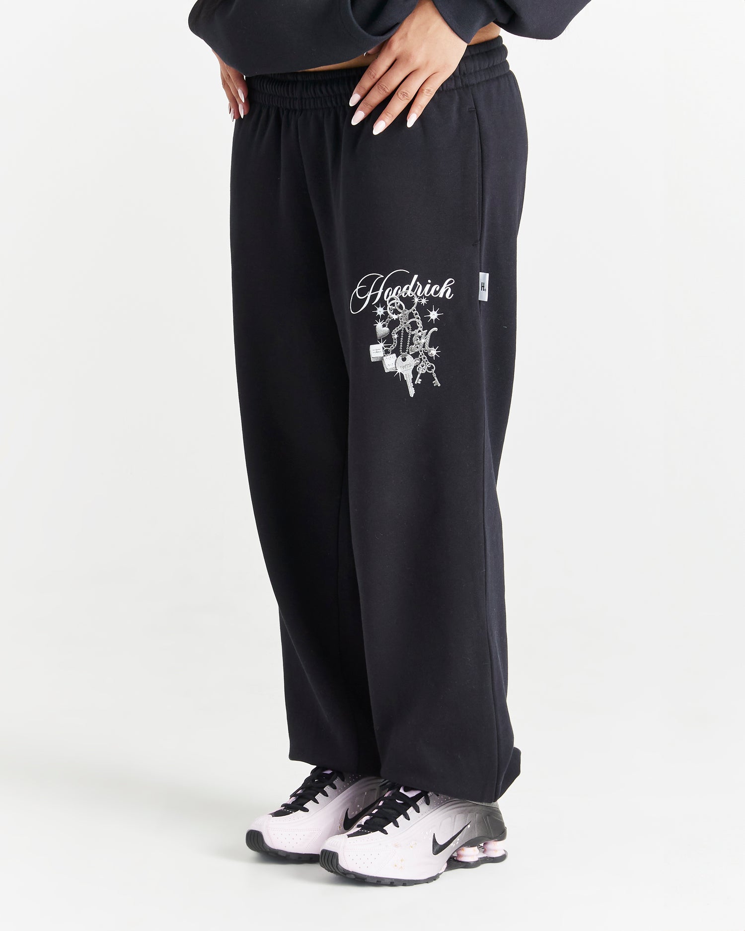 Lyra Oversized Joggers - Black/Rhinestone/Pink