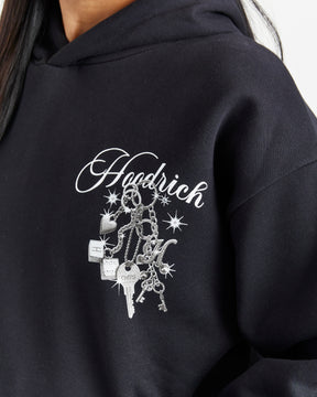 Lyra Oversized Hoodie - Black/Rhinestone/Pink