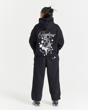 Lyra Oversized Hoodie - Black/Rhinestone/Pink