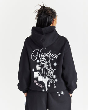 Lyra Oversized Hoodie - Black/Rhinestone/Pink